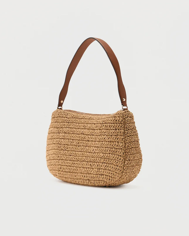 Guess Ofelia Wicker Shoulder Bag - Natural/Cognac