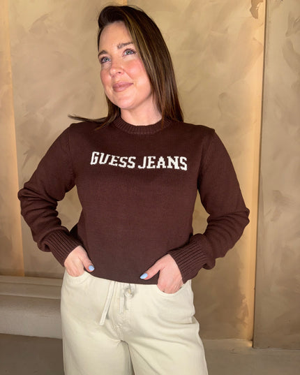 Guess Jeans Intarsia Crewneck Knit - Brown