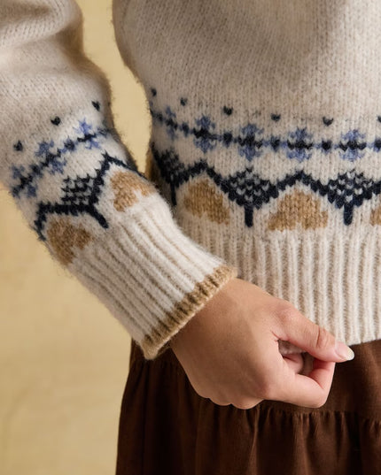 Charlie Fair Isle Knitted Jumper - Cream & Brown