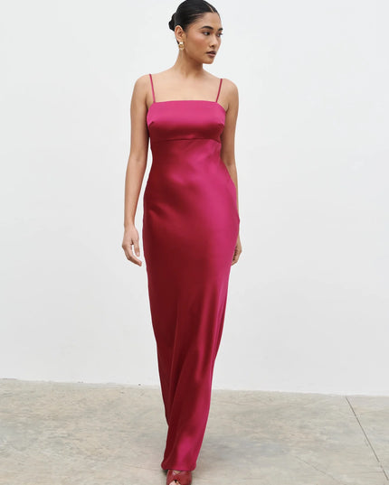 Saylor Cape Maxi Dress - Berry