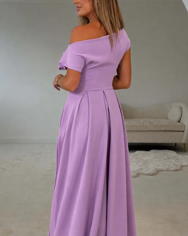 Betty Asymmetric Neckline Skater Midi - Lavender
