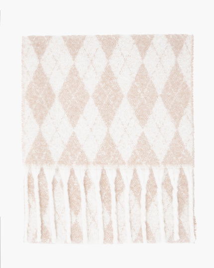 Supersoft Diamond Check Scarf - Cream Multi