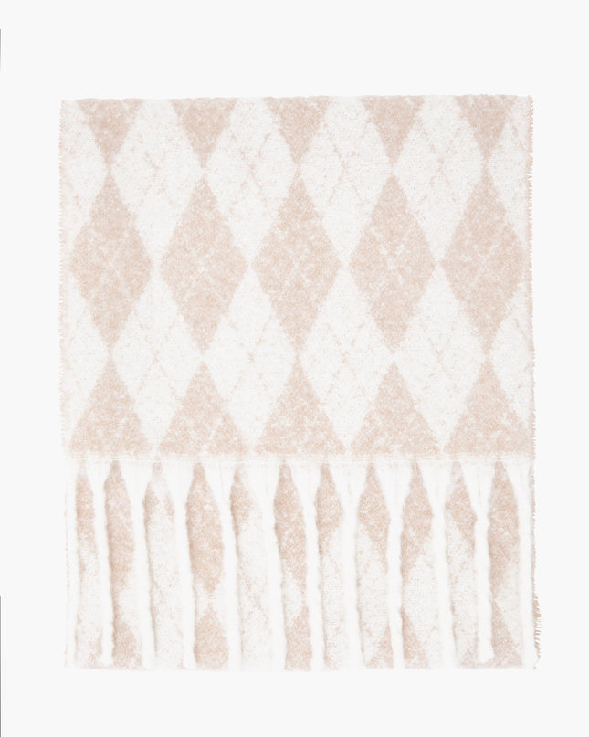 Supersoft Diamond Check Scarf - Cream Multi