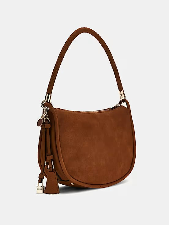 Guess Danya Suede Shoulder Bag - Cognac