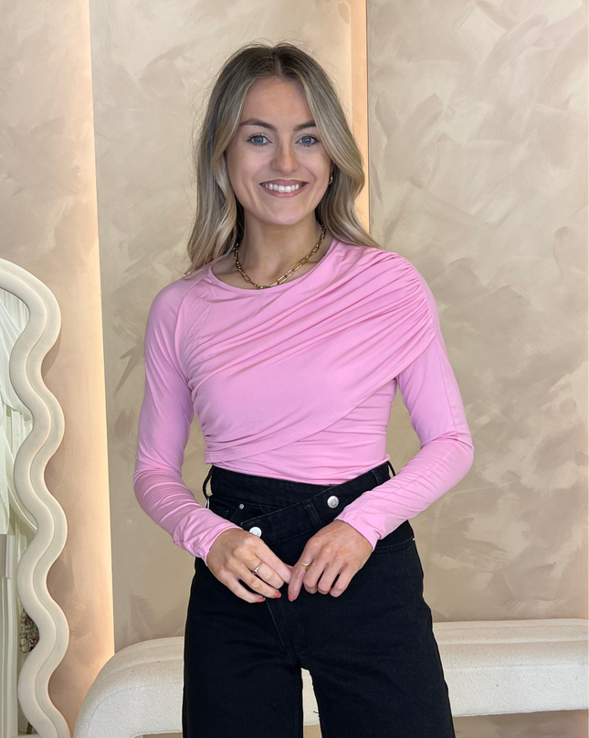 Drape Bodysuit - Pink