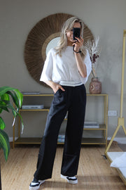 Ina Wide Leg Tailored Trousers - Black