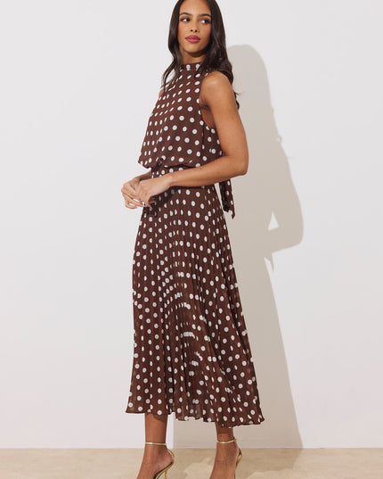 Milly Dress - Brown Polka Dot