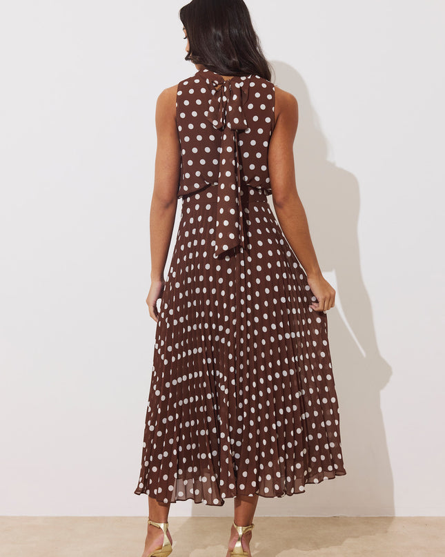 Milly Dress - Brown Polka Dot