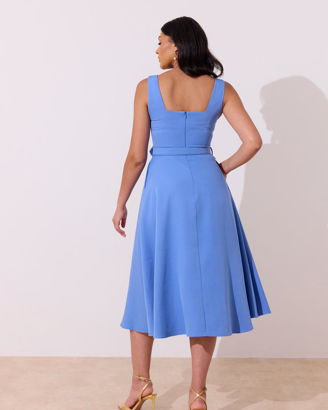 Saffira Belted Dress - Cornflower Blue