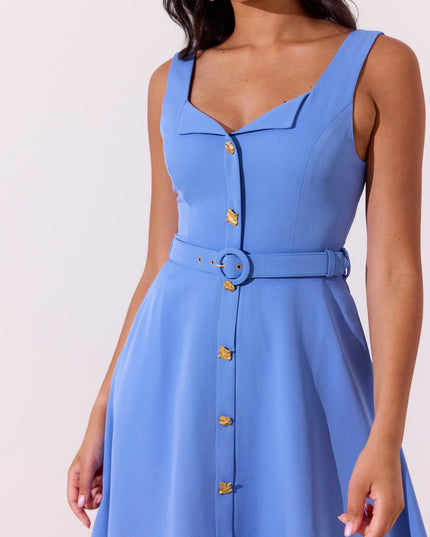 Saffira Belted Dress - Cornflower Blue