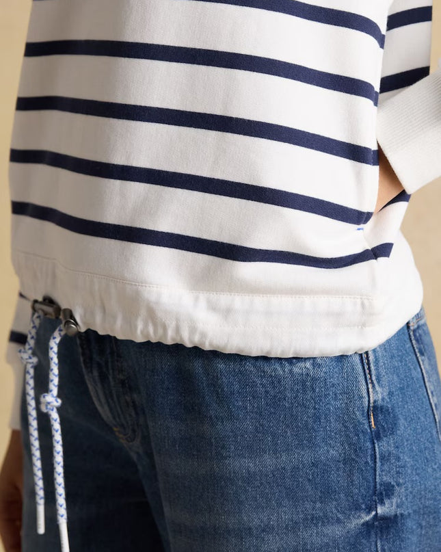 Salcombe Striped Quarter Zip Sweatshirt - Cream & Navy