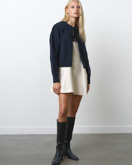 French Connection Kitty Bobble Bow Cardigan - Navy/Black