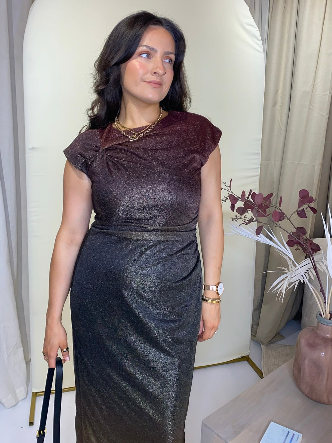 French Connection Sela Lurex Midi Dress Multi Spoilt Belle Boutique Online