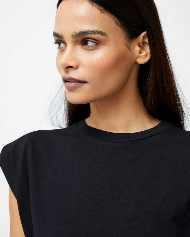 French Connection Rallie Shoulder Pad Tank Top - Black