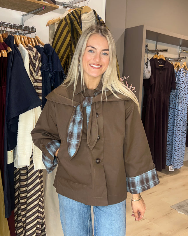 Cropped Trench Coat - Brown