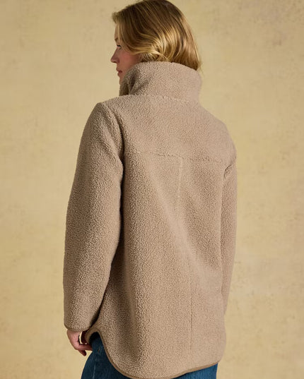 Joules Longline Button Through Fleece Jacket - Mink