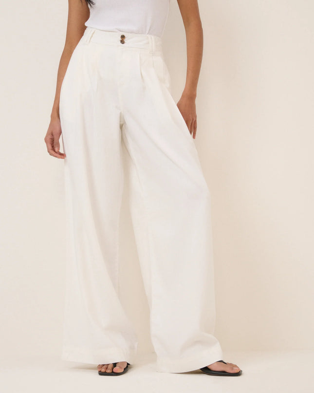 PETITE Archie Pleated Wide Leg Trousers - White