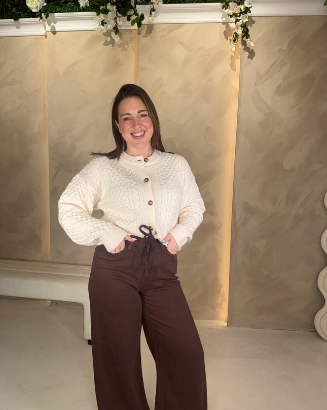 Damina Cableknit Cardigan - Birch