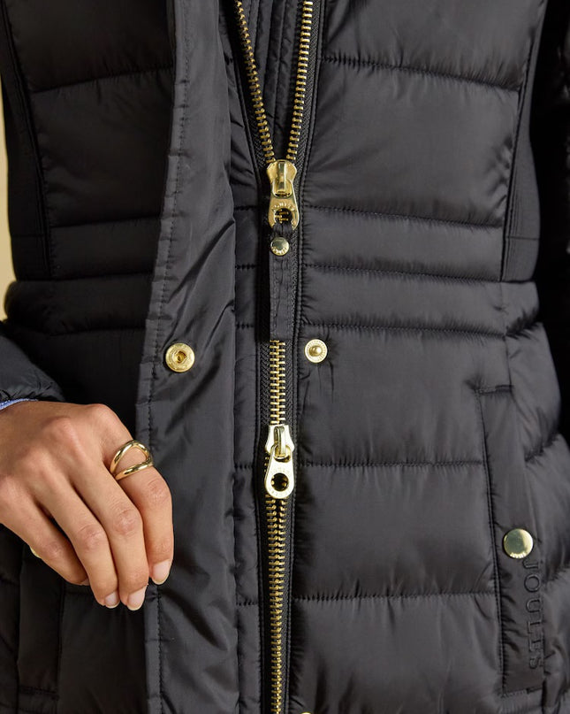 Joules Windborough Longline Padded Coat with Hood - Black