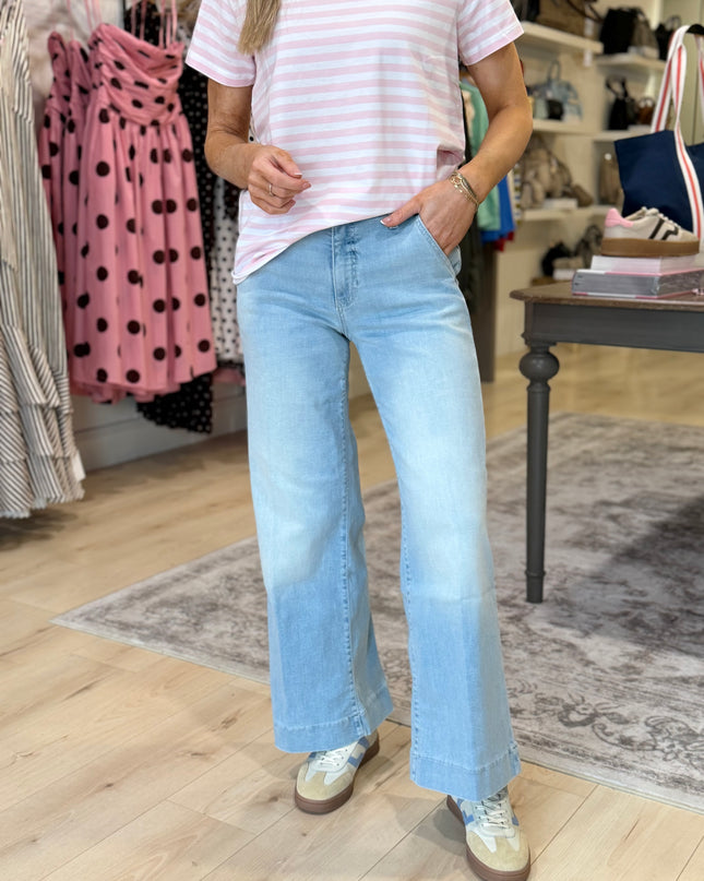 Guess Zoya Wide Leg Crop Jean - Light Wash