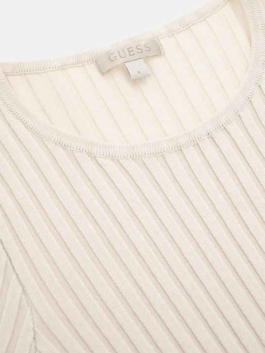Guess Paige Pleated Mini Sweater Dress - Cream