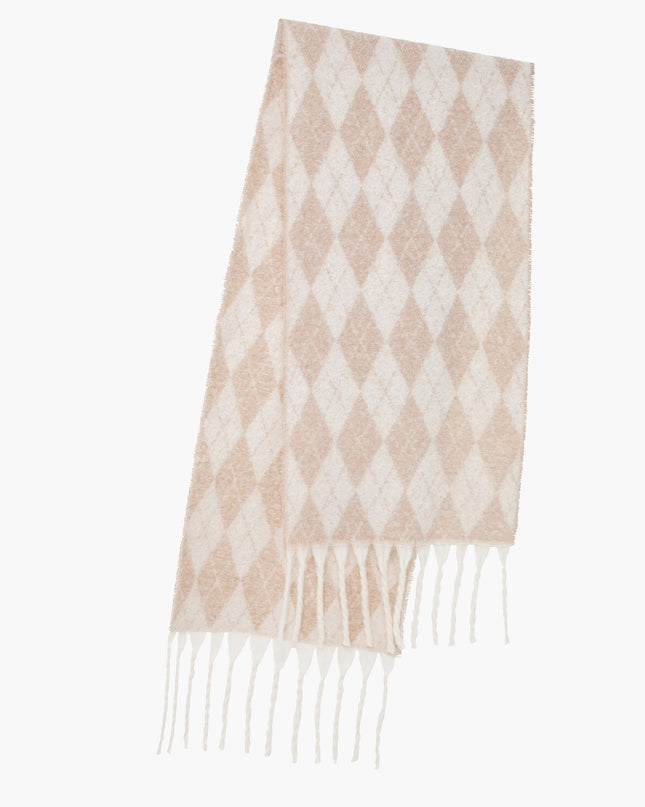 Supersoft Diamond Check Scarf - Cream Multi