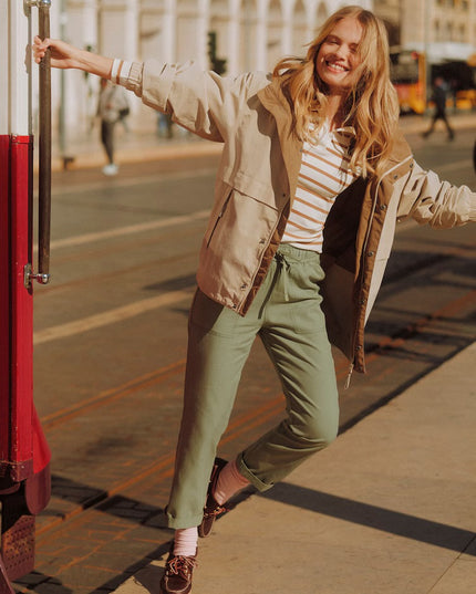 Relaxed Chino Tapered Trousers - Khaki