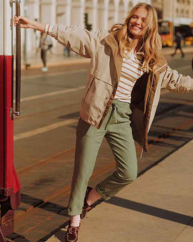 Relaxed Chino Tapered Trousers - Khaki