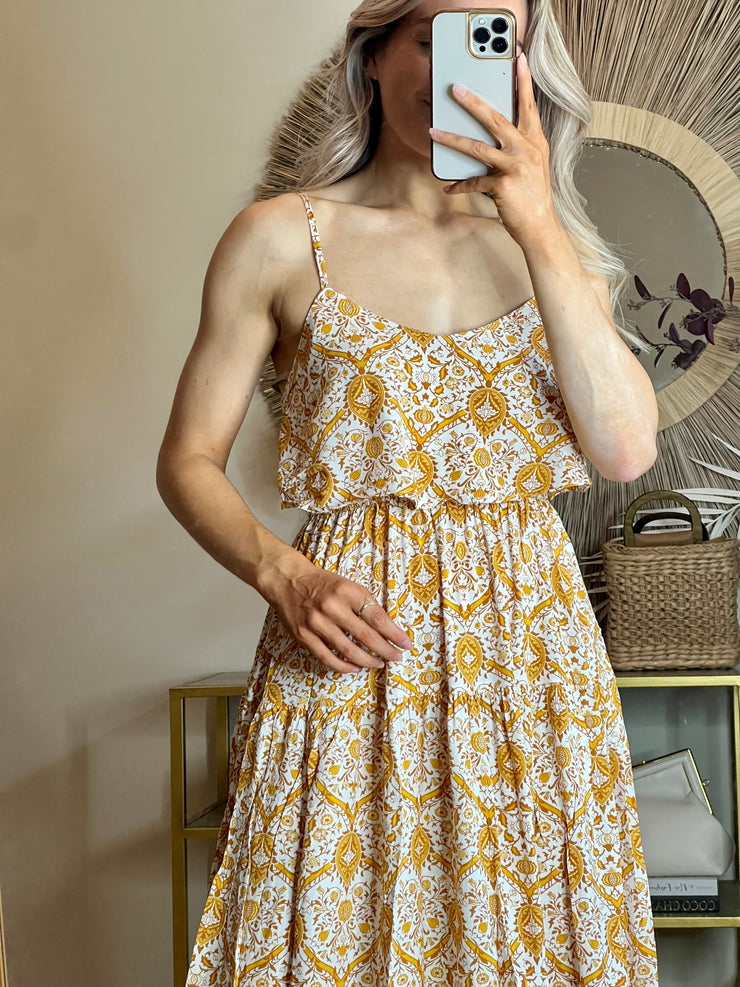 Zara yellow floral online maxi dress