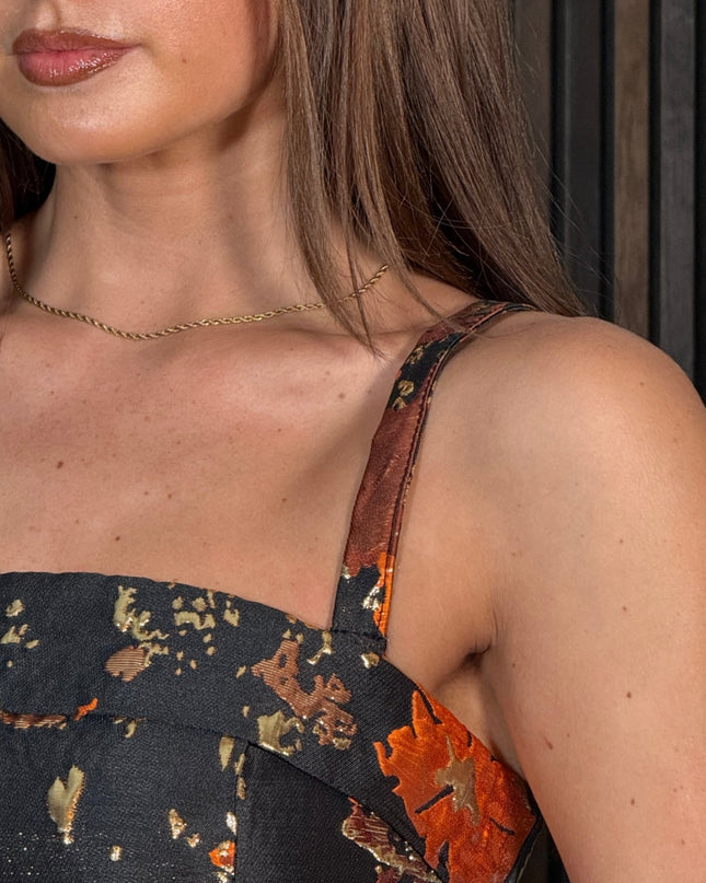 Danni Strapless Bandeau Midi Dress - Black And Gold