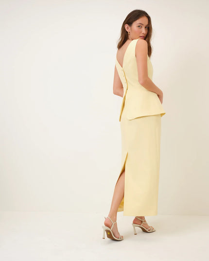 Evah Peplum Midaxi Dress - Butter Yellow