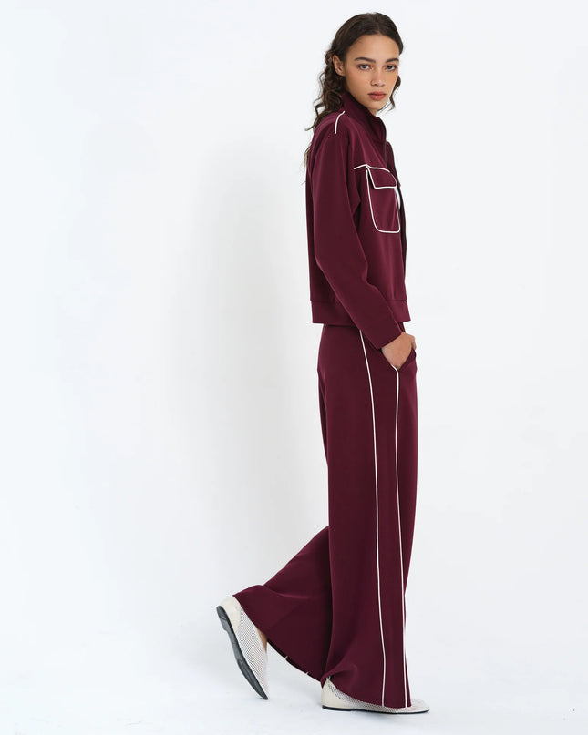French Connection Wren Jersey Zip Up Sweatshirt - Berry Red