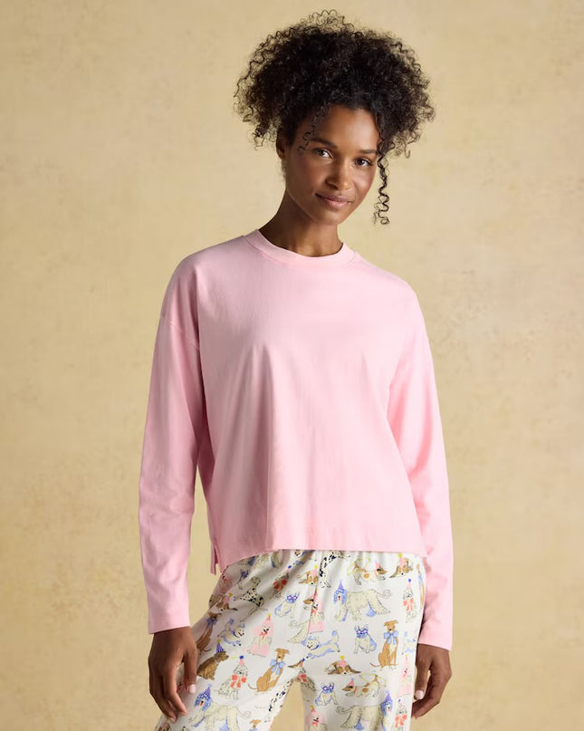 Lyla Party Dogs Jersey Cotton Pyjama Set - Pink & Cream