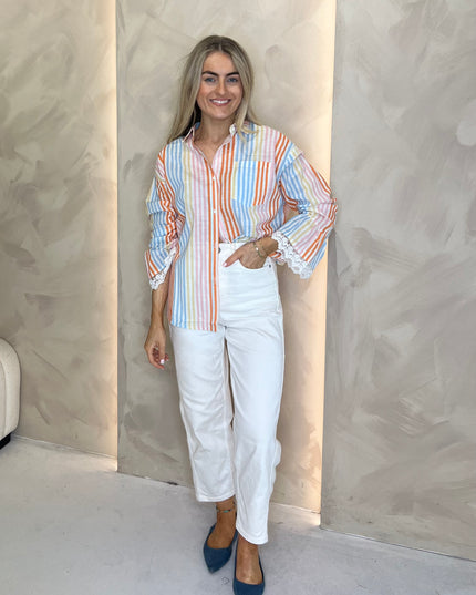 Stripe Shirt with Frill Cuff - Multi