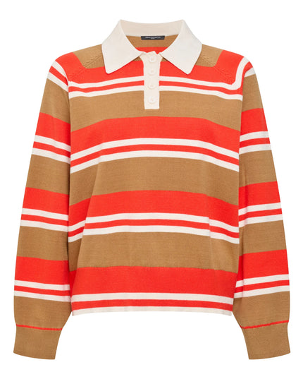 French Connection Yaz Stripe Polo - Tobacco/Orange