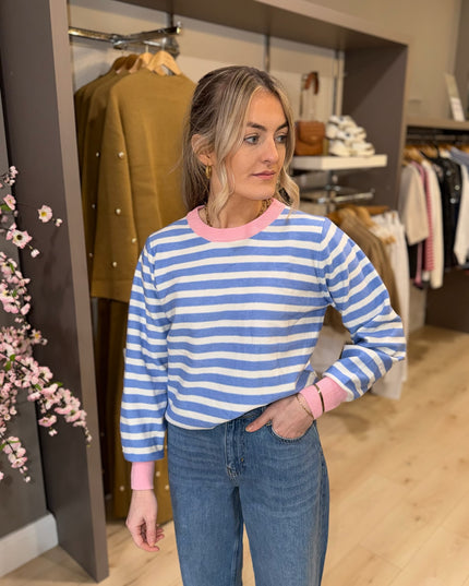 Stripe Knit Top - Blue & Pink