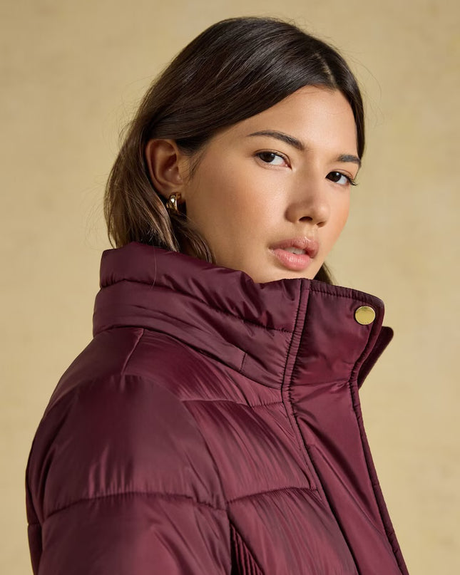Joules Windborough Longline Padded Coat with Hood - Port