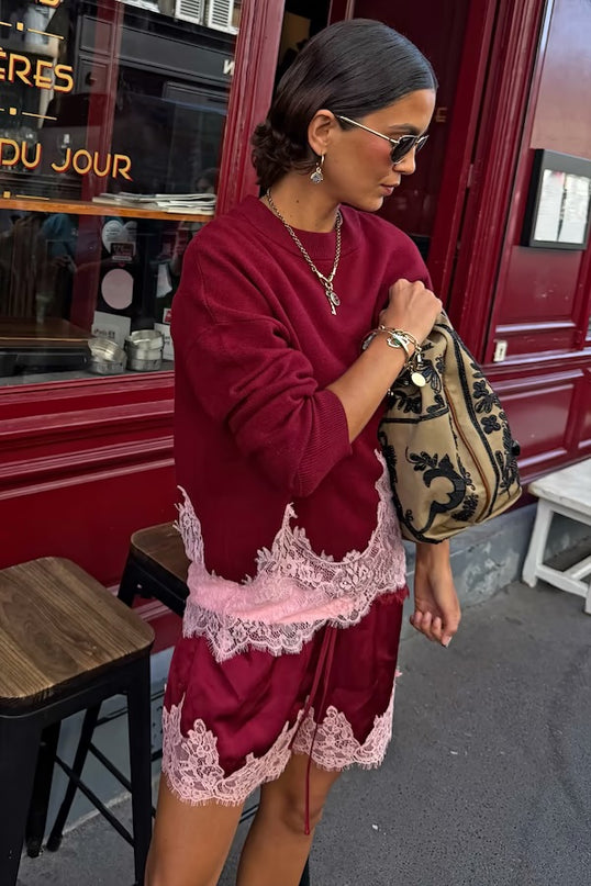 Burgundy Lace Copenhagen Jumper