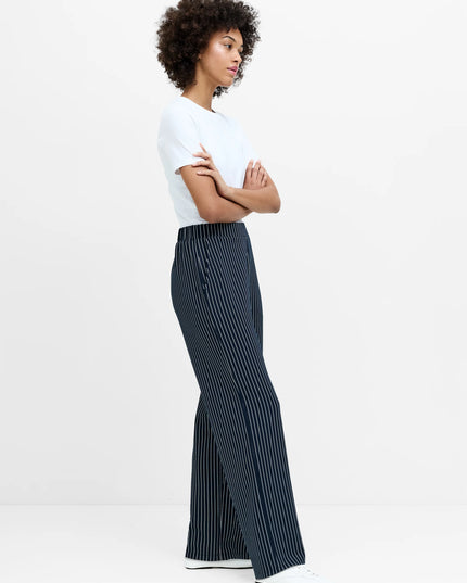 French Connection Wren Pinstripe Pull-On Trousers - Navy