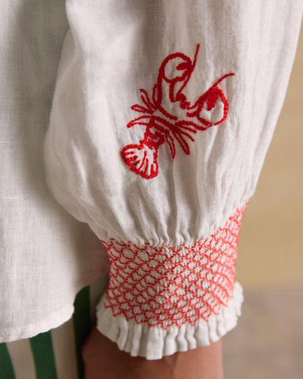 Orla Embroidered Icons Linen Shirt - White
