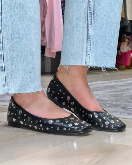 Stud Ballerina Pump - Black