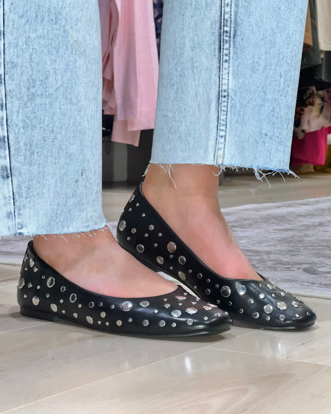 Stud Ballerina Pump - Black