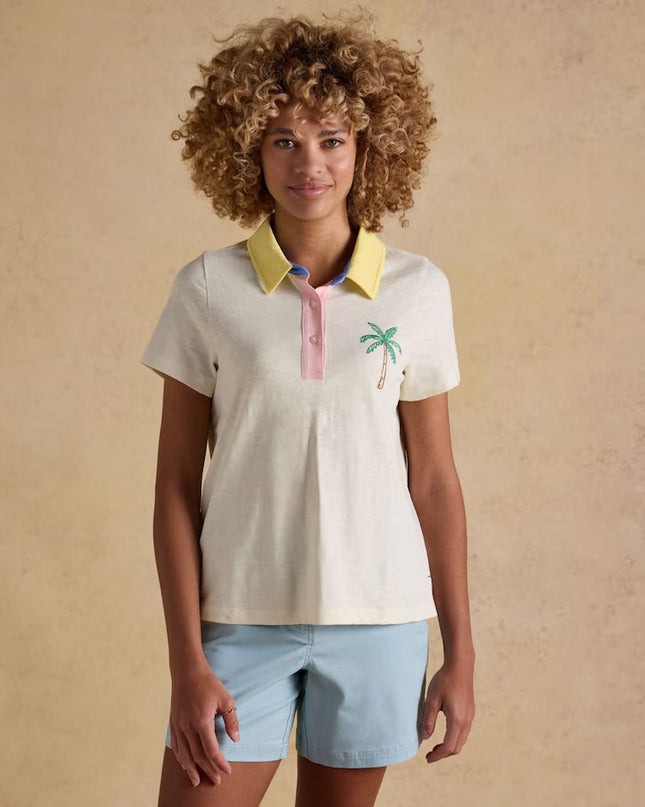 Tallie Embroidered Collared Top - Cream