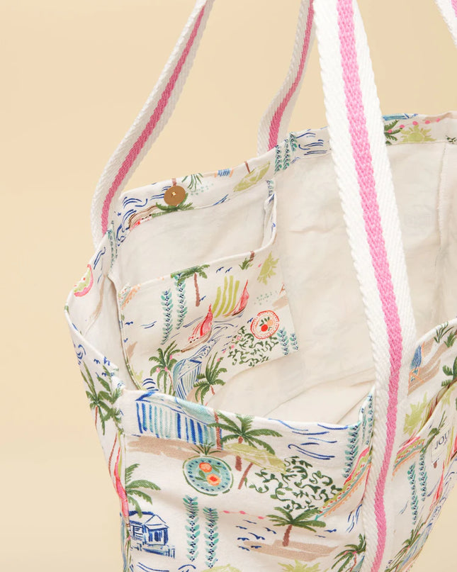 Promenade Canvas Tote Bag - Palm Print