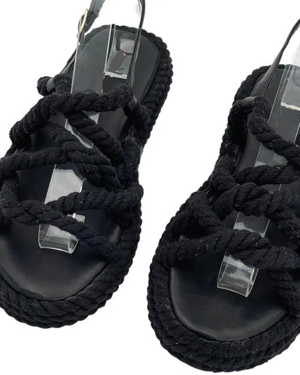 Kirsty Strappy Rope Sandal - Black