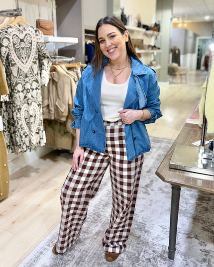 Gingham Trousers - Brown