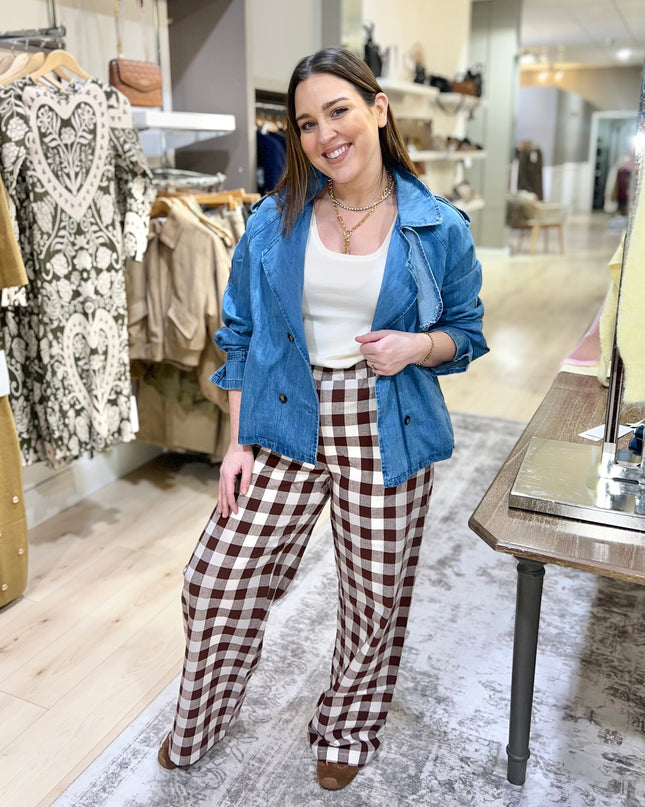 Gingham Trousers - Brown