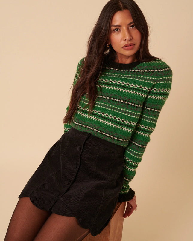 Black Cord Scallop Trim Mini Skirt