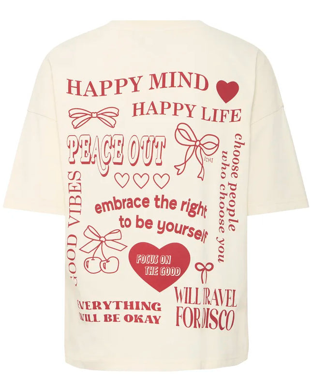 Nabino Graphic T-Shirt - Birch/Red Dahlia