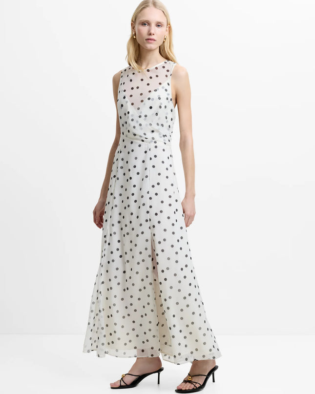 French Connection Emma Chiffon Godet Dress - Cream/Black